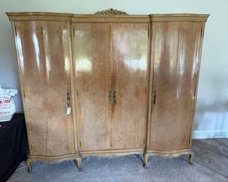 Antique French Provincial Three-Door Armoire with Parquetry Riscam5-26-18