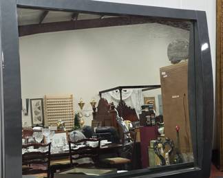 Mid-Century Modern Style Black Lacquered Wall Mirror