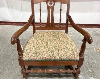 Victorian Eastlake Carved Walnut Upholstered Rocking Chair Burhou1-8