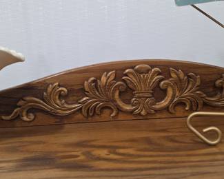 Antique Oak Curved Glass China Curio Cabinet