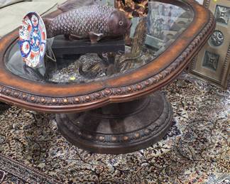 Maitland Smith "Regency Koi" Style Oval Coffee Table