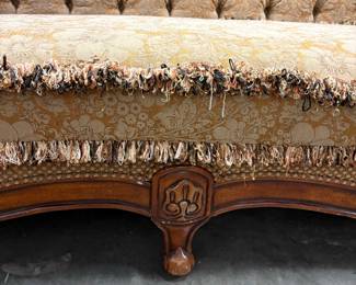 Victorian Style Tufted Sofa with Carved Mahogany Frame Burton #1