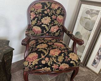 Louis XV Style Armchair with Floral Upholstery