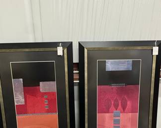 Set of 2 Contemporary Abstract Geometric Framed Art Prints