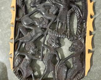 Vintage Makonde Ebony 'Tree of Life' Carved Wood Panel