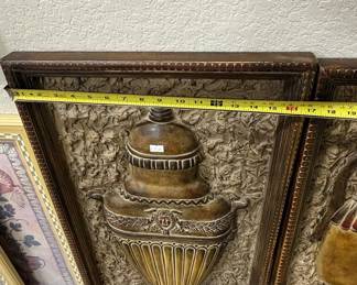 Pair of Vintage Neoclassical Urn Relief Wall Art