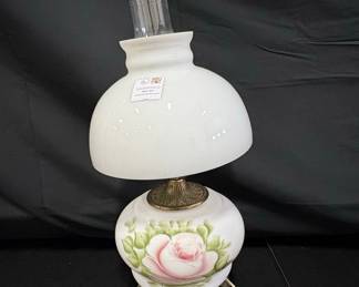 Vintage "Gone With The Wind" Style Hand-Painted Rose Hurricane Lamp Burhou1-3