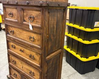 Rustic Pine Chest of Drawers with Star Accent