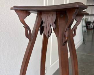 Art Nouveau Carved Mahogany Plant Stand Riscam5-26-13