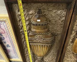 Pair of Vintage Neoclassical Urn Relief Wall Art