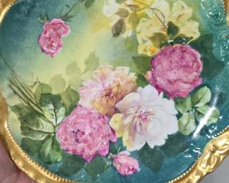 Theodore Haviland Limoges Hand-Painted Floral Charger Plate Signed Dubois