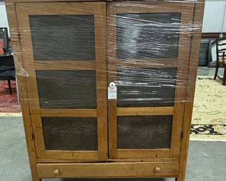 Antique Poplar Pie Safe with Punched Tin Panels JONI