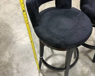 Black Suede Upholstered Swivel Bar Stools Parbey4-26-1