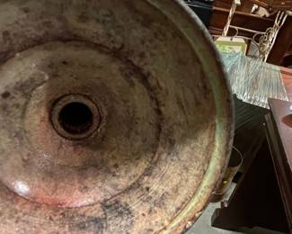 Vintage Patinated Metal Pedestal Urn