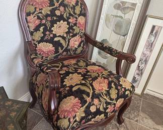 Louis XV Style Armchair with Floral Upholstery