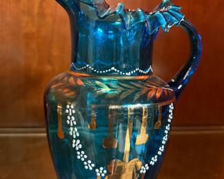 Late 1800's Victorian Hand Painted Water Pitcher