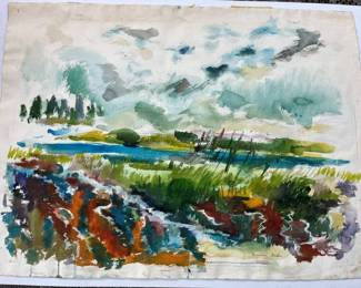 216 Marian Bode Wind On The Swamp DoubleSided Watercolor