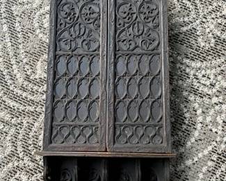 216 Antique Continental Gothic Mural Reliquary Cabinet Traveling Chapel