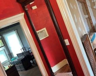 216 Antique Eastlake Hall Pier Mirror With Marble Shelf