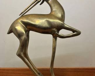 216 MCM Brass Gazelle Decor