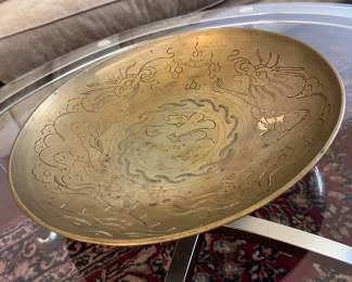 216 Brass Engraved Dragon Centerpiece Bowl