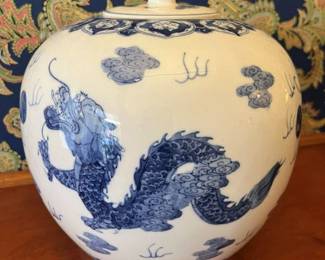 216 Chinese Porcelain Lidded Dragon Jar