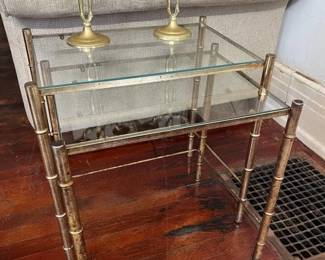 216 Vintage Brass Faux Bamboo Nesting Tables