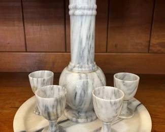216 Marble Decanter Cordial Set