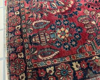 216 Antique Persian Sarouk HandKnotted Wool 3X5 Carpet Detail