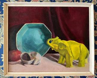 216 Donald Wood Still Life With Elephant Oil