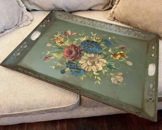 216 Toleware Floral MidCentury Serving Tray