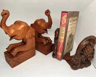 216 Carved Wood Bookends