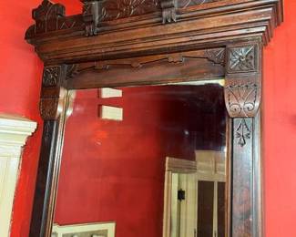 216 Antique Eastlake Hall Pier Mirror Detail