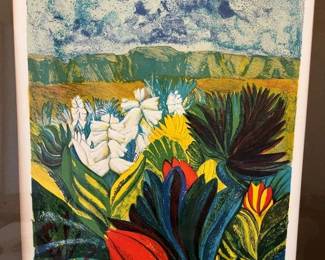 216 Mirta Dubischard Tropical Floral Landscape Lithograph