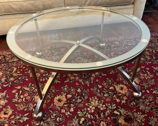 216 MCM Chrome Glass Top Coffee Table
