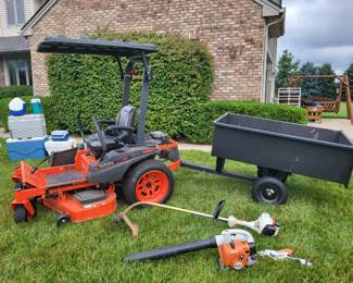 Kubota z231 zero turn lawn mower with trailer