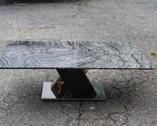 Malbec Coffee Table by ZURI, Contemporary marble top Table w/ Chrome base 16" x 51" x 27.5" retail $1,899.00