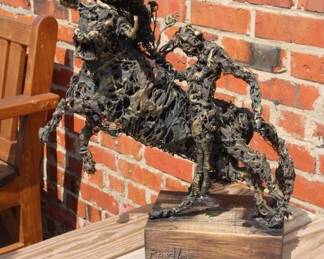 Manuel Revelles Brutalist Wire/Mixed Media Sculpture 22in Tall