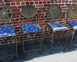 Set of 4 Celestial Charleston Forge Bar Chairs
