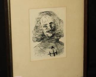 Salvador Dali, "Velazquez", Original Etching on Paper w/ Authentification on back