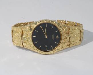 14kt gold Men's Watch Band w/ Seiko movement 33.7 grams total weight (band only) L5B