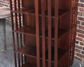 Arts & Craft Rotating Walnut Bookcase