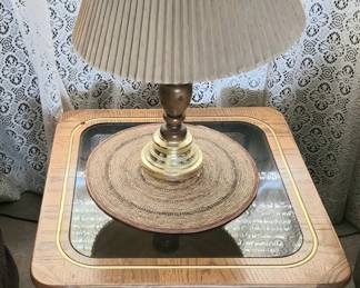 2 Oak End Tables and 2 Lamps
