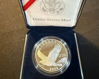 2008P Bald Eagle Commemorative Proof Silver Dollar w Box  COA  U.S. Mint 90 Silver
