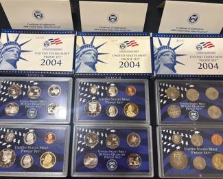 Lot of 3 2004 U.S. Mint Proof Sets Complete w OGP  COAs  33 Proof Coins
