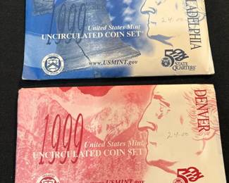 1999 United States Mint Uncirculated Coin Set P  D First Year State Quarters Complete OGP