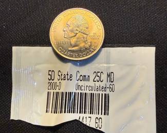 Lot of 19 Sealed 2000 Statehood Quarters  Littleton Coin Company  Uncirculated  P  D Mint  NH,