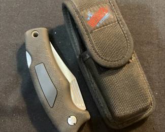 Outdoor Edge Folding Lockback Hunting Pocket Knife w Original Nylon Belt Sheath