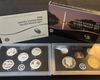 2018 United States Mint Silver Proof Set w OGP, COA  Original Box  10Coin Silver Proof Collectio