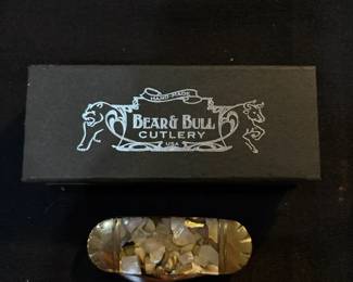 Bear  Bull Cutlery USA Handmade Pocket Knife w Genuine Mother of Pearl Handles  Original Box
